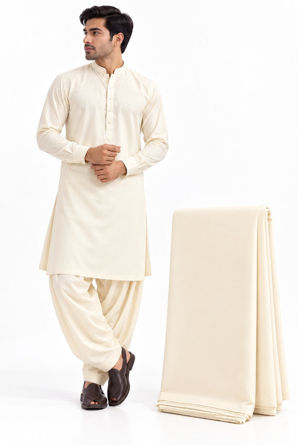 Premium Miami Wash & Wear – Unstitched Suit | Ivory