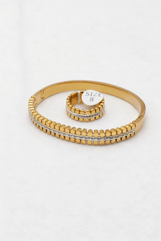 Elegant Gold Bracelet & Ring Set