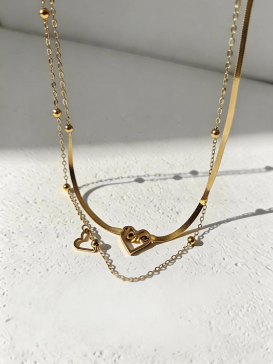 Layer Heart Charm Necklace