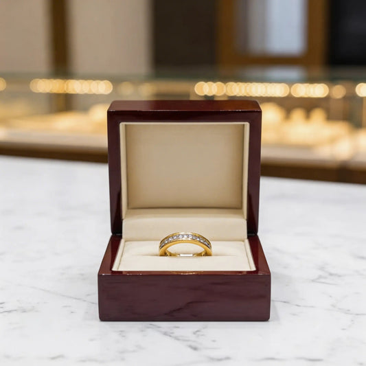 Elegant Gold Plated Band Ring with White Stones