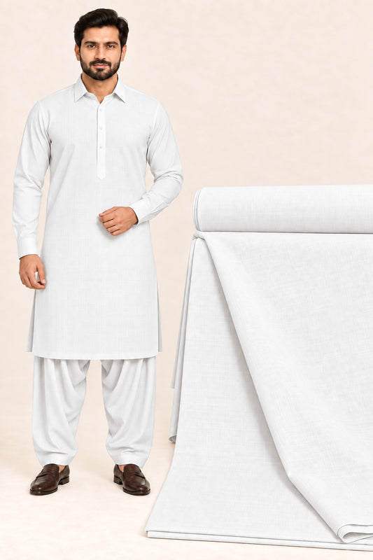 Pop Corn Wash & Wear – Premium White Unstitched Suit