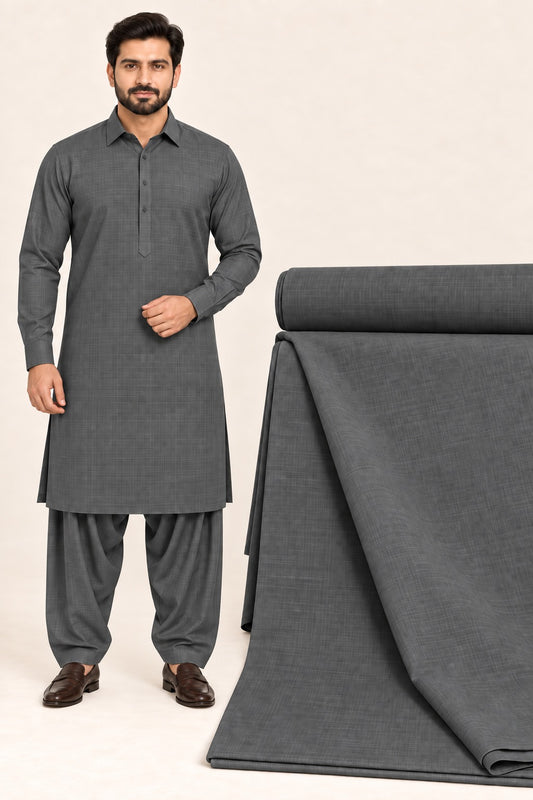 Pop Corn Wash & Wear – Premium Charcoal Grey Unstitched Suit