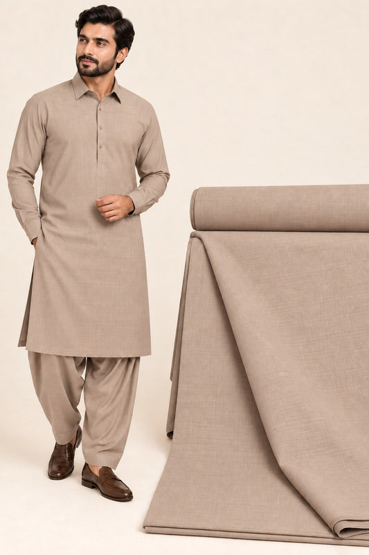 Pop Corn Wash & Wear – Premium Taupe Unstitched Suit