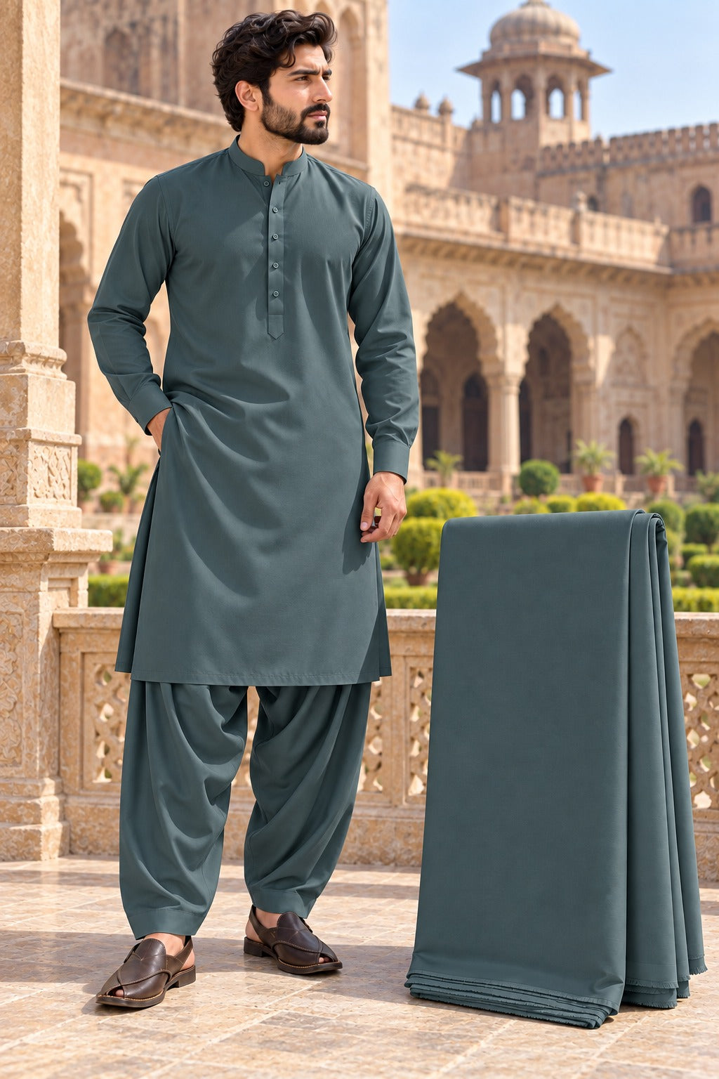 Premium Miami Wash & Wear – Unstitched Suit | Deep Teal