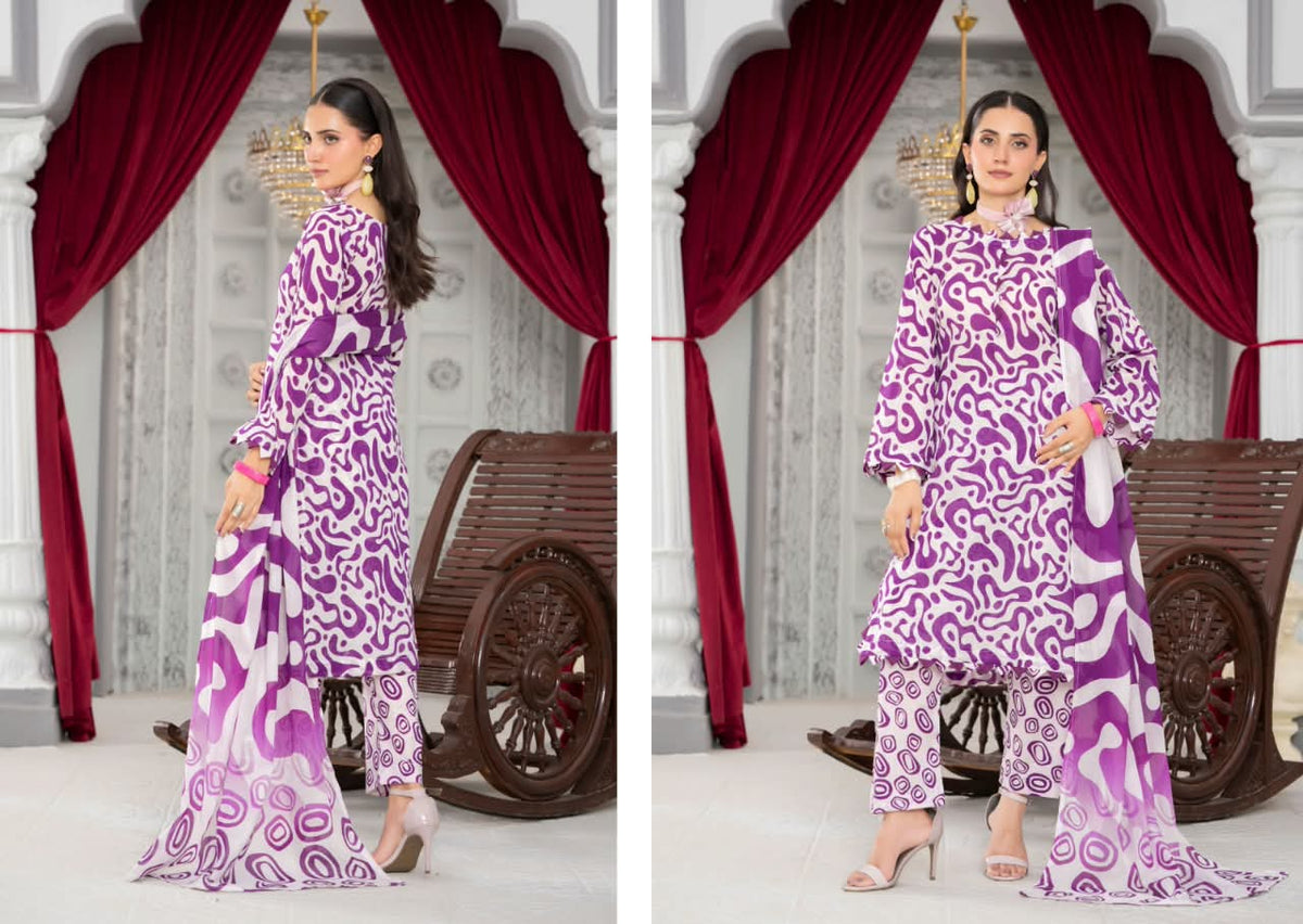 Unstitched 3 Piece Suit | Viscose Digital Printed Ladies Suit