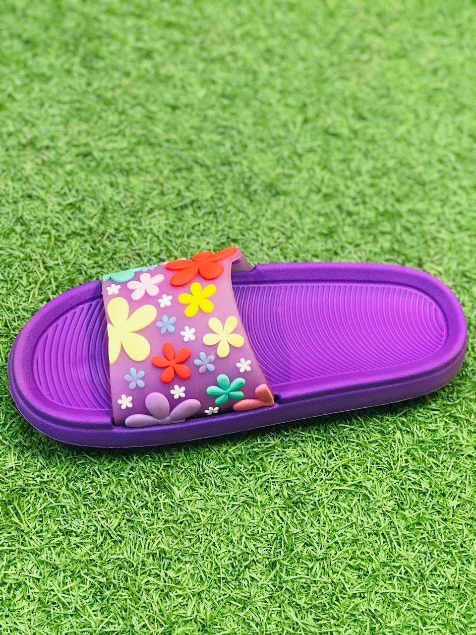 Bloomy-Soft Comfort Slides | Vibrant Purple Floral Edition