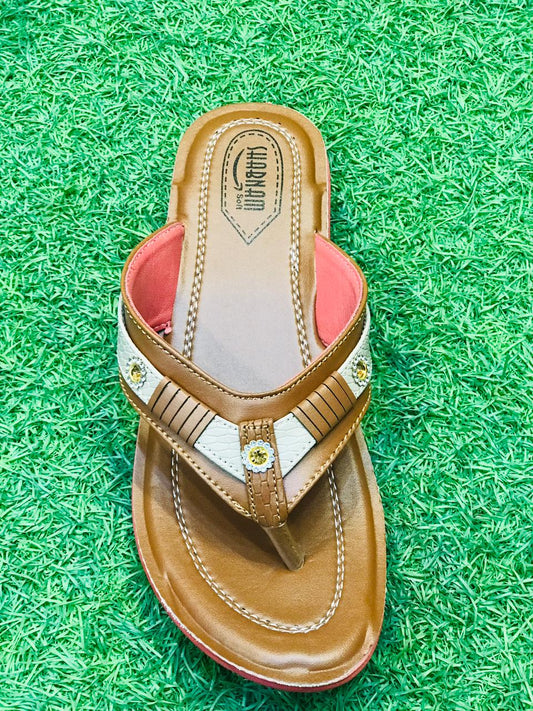 Shabnam Soft ‘Gul’ Thong Sandals – Classic Comfort in Camel Tan