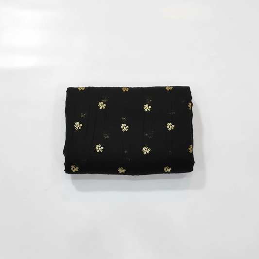 Black Chiffon Dupatta with Gold Booti