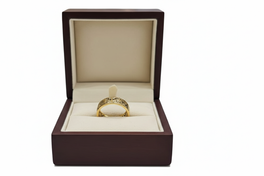 Clean patterned ring jewelry box with white background