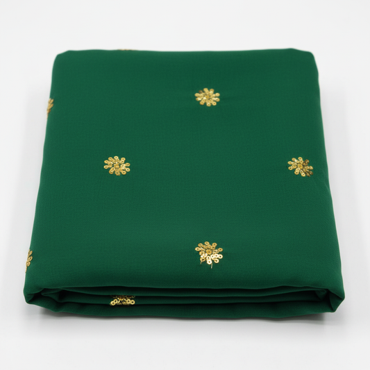 Dark Green Chiffon Dupatta with Gold Booti