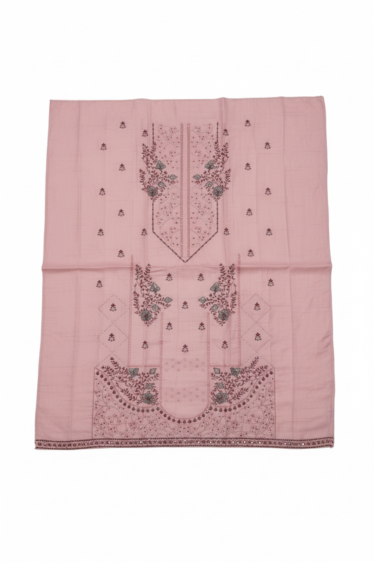 Embroidered Pink Fabric - White Background