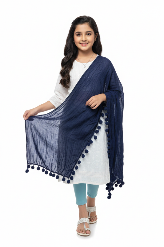 Model in Navy Blue Dupatta