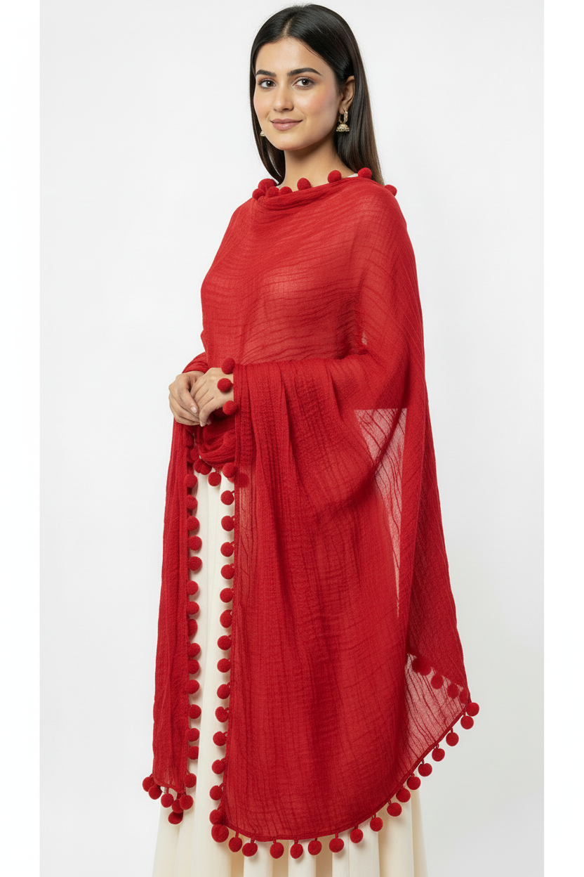 Model wearing red dupatta