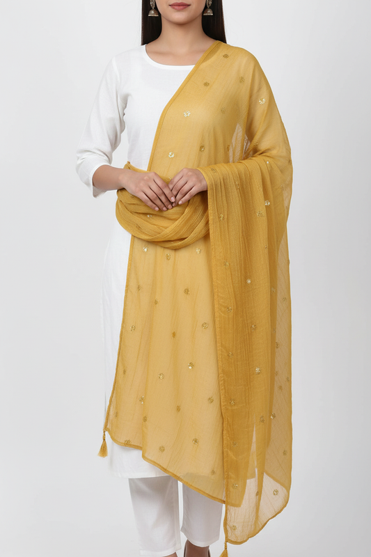 Mustard Yellow Dupatta - No Face Model