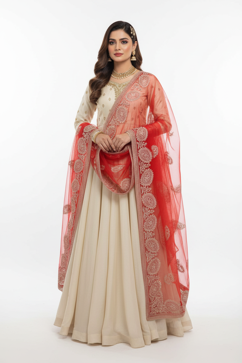 Net Dupatta on AI Model