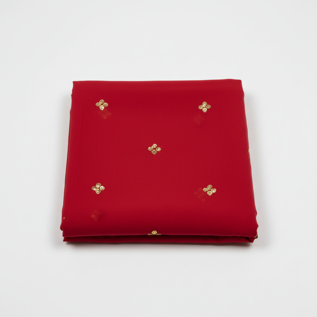 Red Chiffon Dupatta with Gold Booti