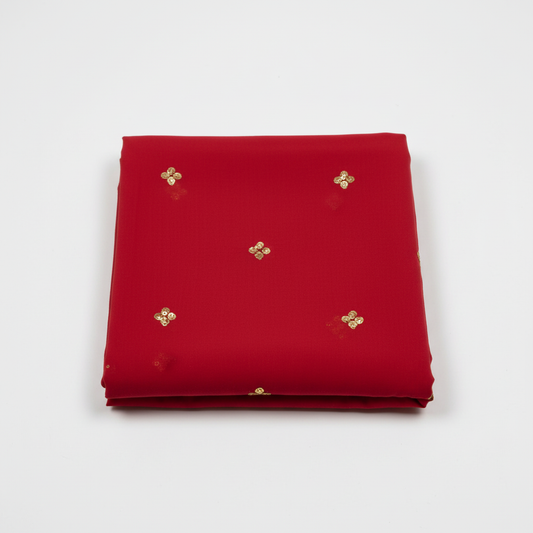 Red Chiffon Dupatta with Gold Booti