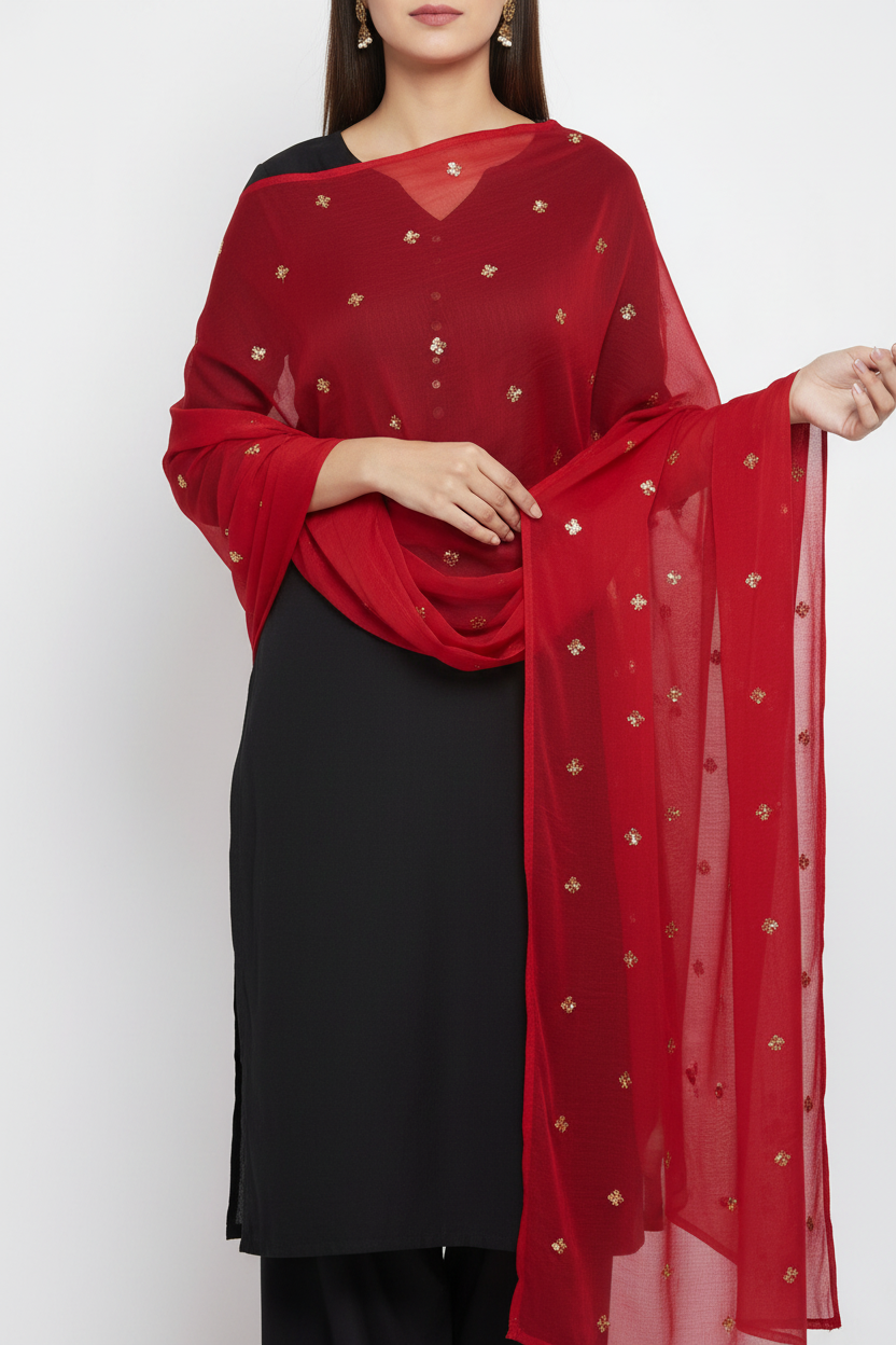 Red Dupatta - No Face Model