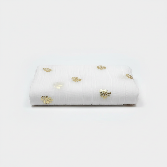 White Chiffon Dupatta with Gold Booti
